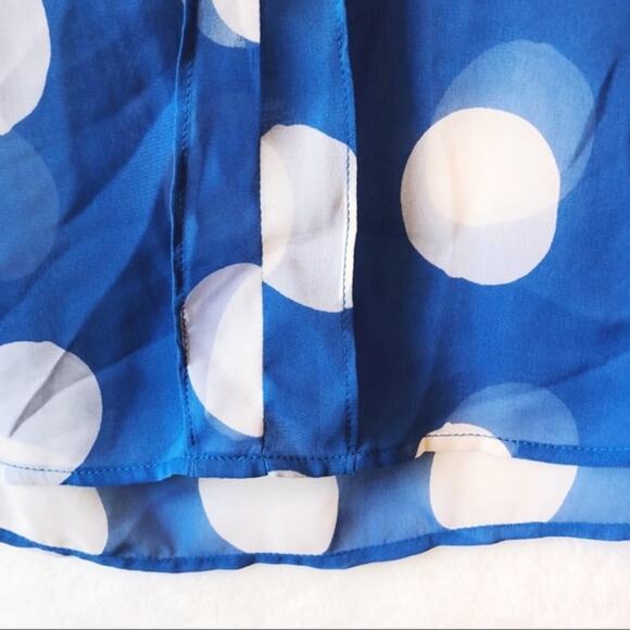 Collective Concepts Blue White Circle Sheer Top - Picture 3 of 6